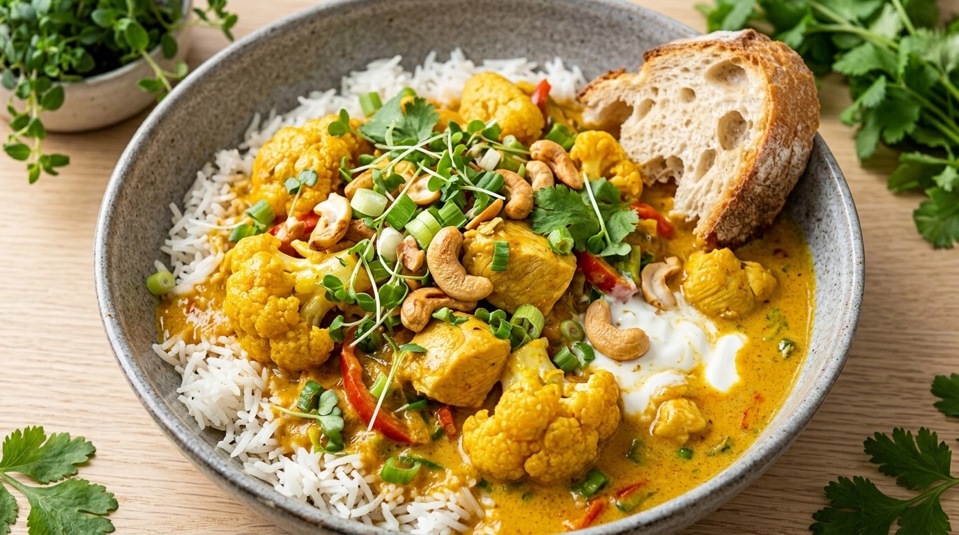 "Falsk" kycklinggryta på blomkål och curry